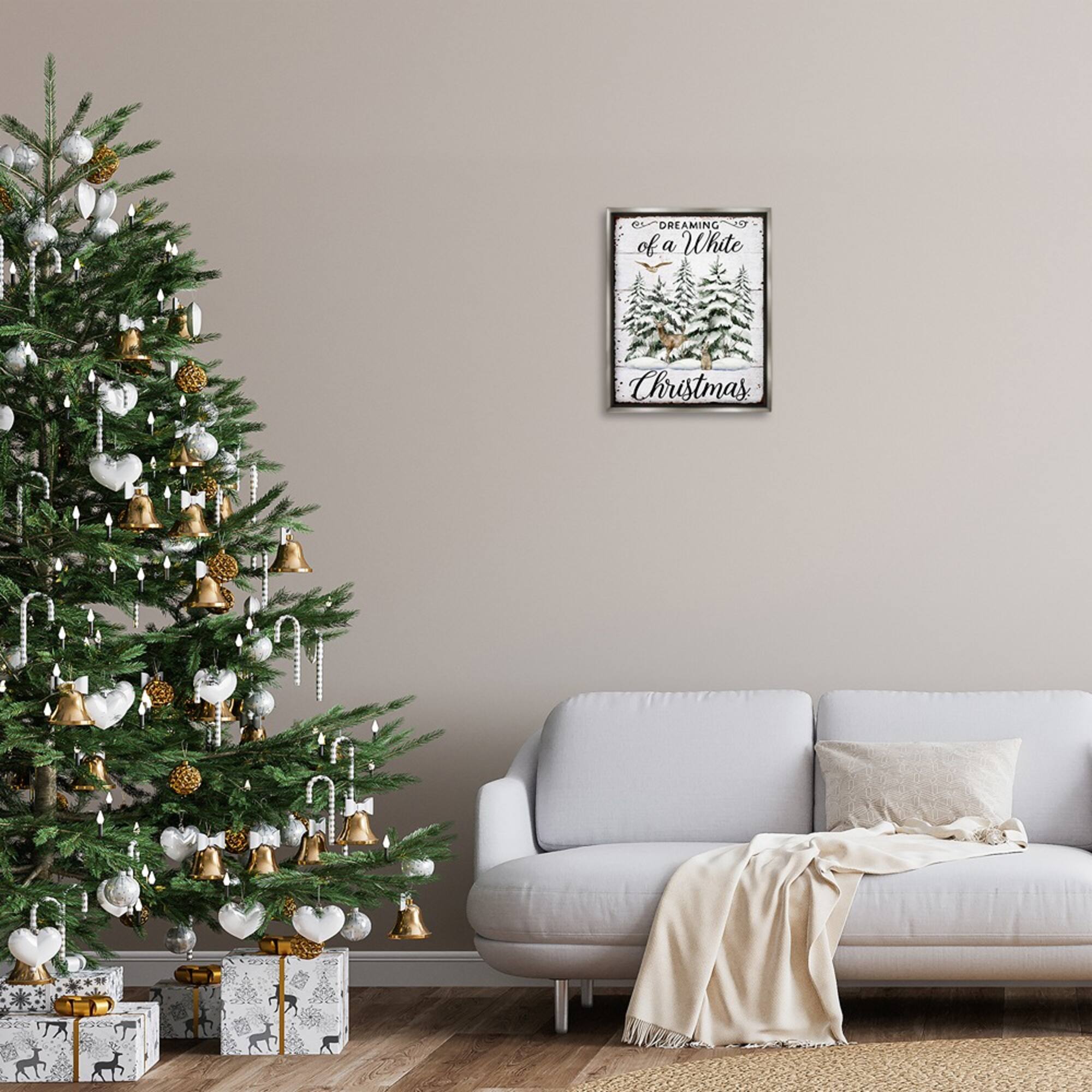 Stupell Industries White Christmas Forest Floating Frame Wall Art
